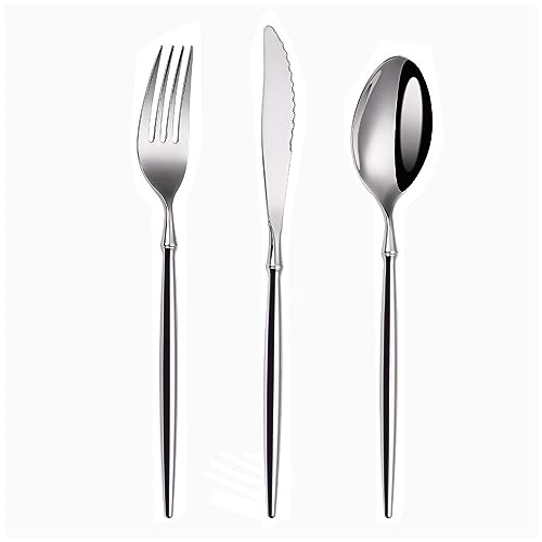 Ensemble de couverts en acier inoxydable anti-rayure à manche transparent