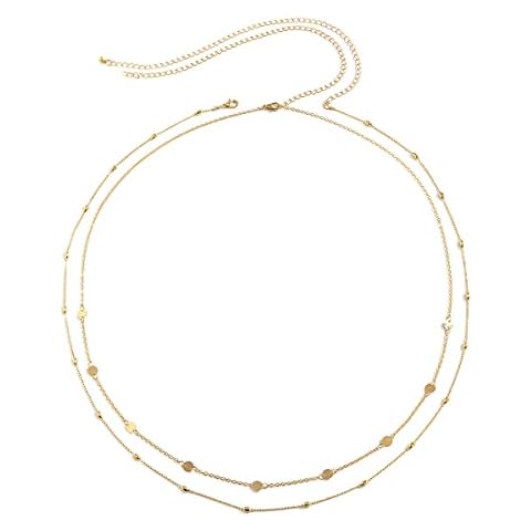 QIAMNI Double Layered Sequin Beaded Waist Chain Beads Belly Chain Body Jewelry for Women and Girls Cover