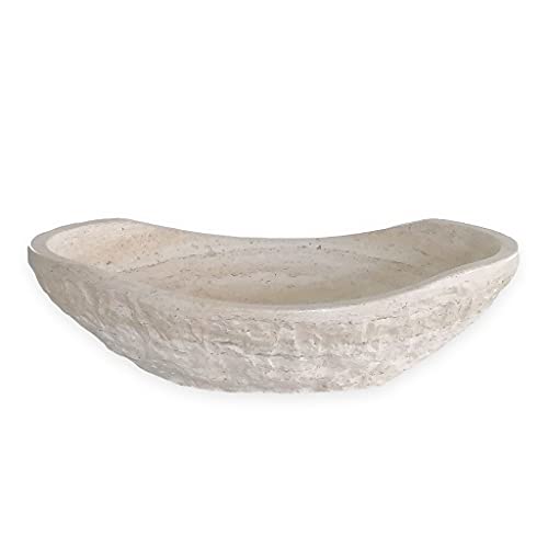 Shades Of Nature B01MAYBX0D Natural Travertine Chiseled Bathroom Vessel Sink - Oval Canoe Shape - Hand Carved Marble thumb #8