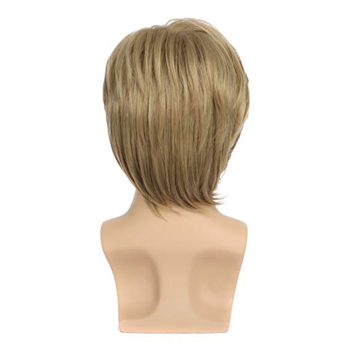 Swiking Men Wigs Blonde Layered For Male Guy Short Fluffy Natural Hair Synthetic Halloween Cosplay Costume Party Full Wigs (Blonde) #TOP3