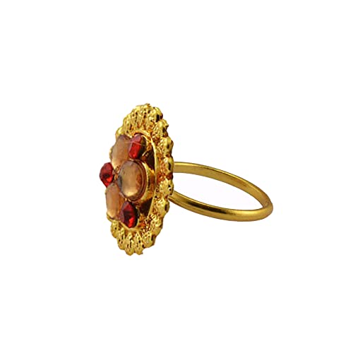 Stone Stud Brass Ring - Plated Design