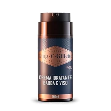 King C. Gillette CREMA IDRATANTE VISO E BARBA, Ammorbidisce La PELLE e La BARBA Incolta, Profumazione King C., Vitamina B, 100ml, per la CURA DELLA BARBA, Idea Regalo Uomo
