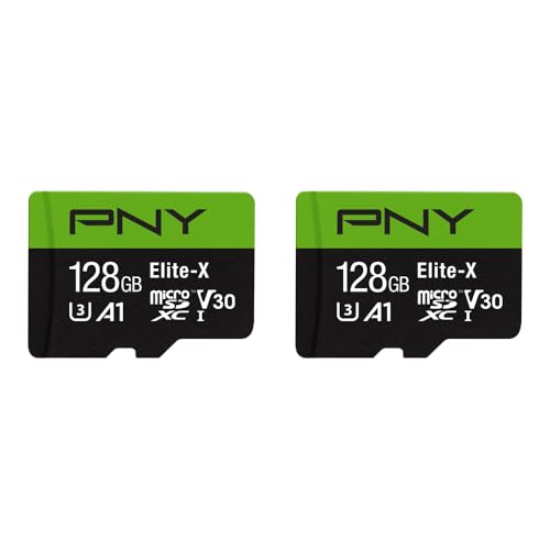 Image of PNY 128GB Elite-X Class 10 U3 V30 A1 microSDXC Flash Memory Card - Up to 100MB /s Read, 4K UHD, Full HD, UHS-I, Smooth Content Capture, for Smartphones, Drones, Tablets, 2-Pack