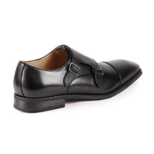 Metrocharm ML-1005 Leather Men's Double Monk Strap Cap Toe Slip On Loafers3