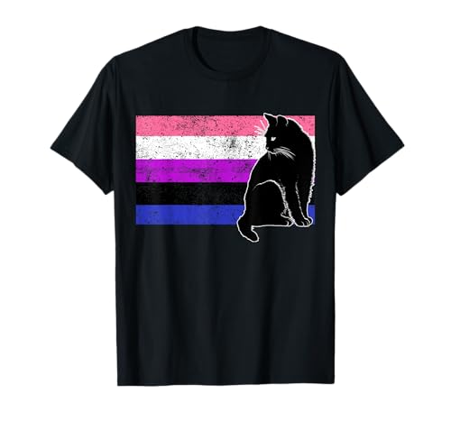 Genderfluid Flagge Cute Kitten Cat LGBT Gay Pride T-Shirt