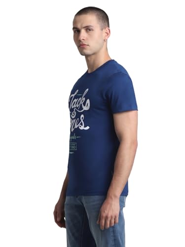 Image of Jack & Jones Men's Cotton Letter Print Slim Fit T-Shirt