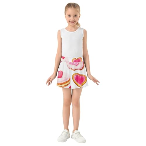 Girls Skorts Athletic Shorts Cute Pink Red Cakes Skirts with Shorts Custom School Skirt 3t3