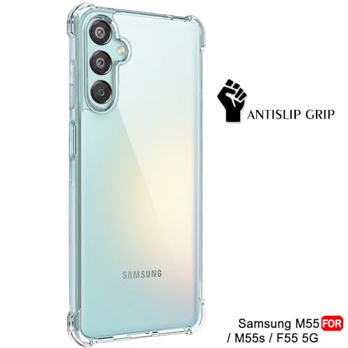 Image of TheGiftKart Transparent Crystal Clear Back Cover Case for Samsung Galaxy M55 / M55s / F55 5G | Shockproof Soft TPU Case | Cushioned Edges for Ultimate Protection Back Cover Case (TPU, Transparent)