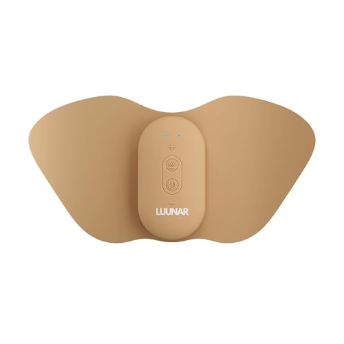 LUUNAR Wireless Heated TENS Machine for Period Pain Relief Endometriosis Pain Relief Heat Pad for Pain Rechargeable Muscle Stimulator 3 Heat Settings 6 Massage Modes 20 Intensity Levels