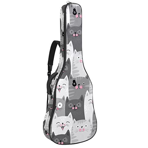 Housse guitare acoustique rembourrée et douce motif mouettes et poissons