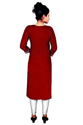 Image of SQUARO Women Embroidery Cotton Rayon Straight Kurta Kurtis for Ladies and Girls