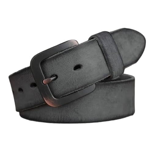 Taconey Cinturón de cuero genuino de grano completo de 3,8 cm, estilo vintage casual, ajustable, unisex, para jeans y ropa vaquera de uso diario.,120