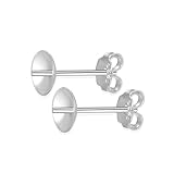 5 Pairs Adabele Authentic 925 Sterling Silver Earring Posts 0.9mm Pin Stud Earrings 6mm Setting Pearl Cup with Earnut Back Safety Clutches SS320-6