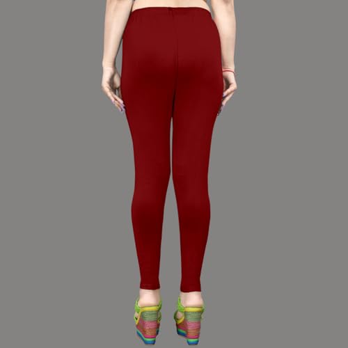 Image of Women's Solid Mid Rise Slim Fit Ankle Length Leggings - Comfortable and Stylish Yoga Pants for Workout, Running and Everyday Wear