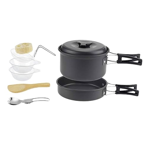 OSOLADY Camping Cookware Set for 1-2 Portable Pot Set Camping Tools BBQ Accessories for Outdoor Activities