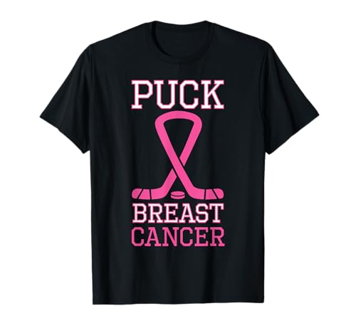 Disco Cáncer de Mama Cinta Rosa Hockey sobre Hielo Día del Cáncer Camiseta
