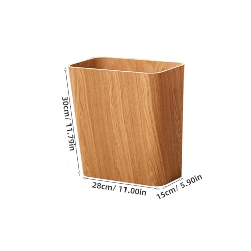 Caneca de basura rectangular de madera Caqui miniatura 2