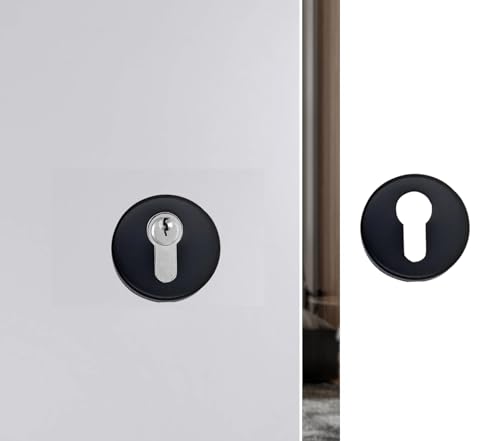 1 Paar Rosetten, Türöffnung, kompatibel mit Yale-Loch, Türschloss, Rosetten werden paarweise verkauft (rund, schwarz)