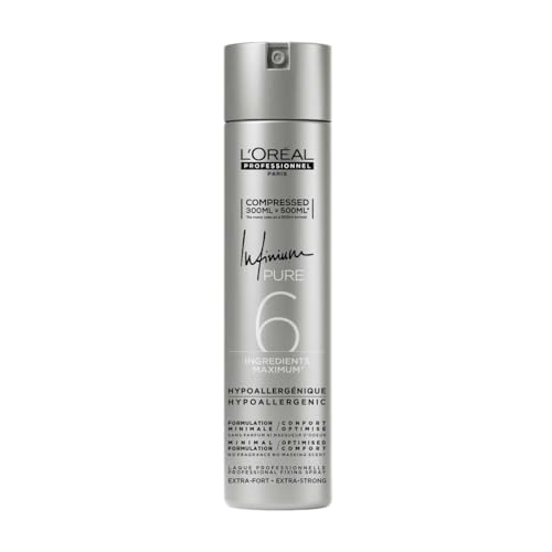 L'Oréal Professionnel Laca Fuerte para una Fijación Extrema, Brillo Infinito y Tacto Natural, No Endurece el Cabello, Sin Perfume, Infinium Pure Extreme Strong, 300ml
