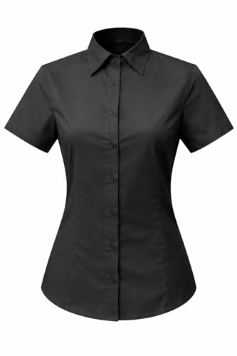 Camisa Camarera Mujer con Mangas Corta - Uniforme HOSTELERIA Mujer - S826B (FR/ES, Letras, L, XL, Regular, Regular, Negro -1)