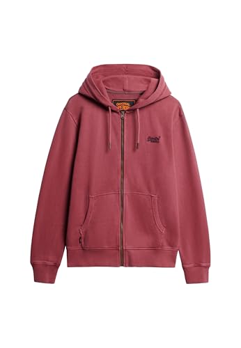Superdry Chaqueta con capucha para hombre con logotipo, Borgoña