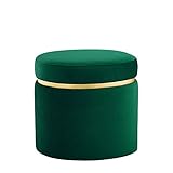 Amazon Brand – Rivet Asher Oval Upholstered Storage Ottoman, 18'W, Emerald Velvet