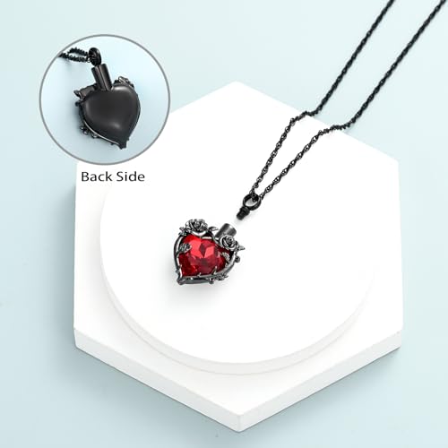 shajwo Cremation Jewelry Rose Flower Heart Urn Necklaces for Ashes for Women Memorial Human Ashes Pendant3