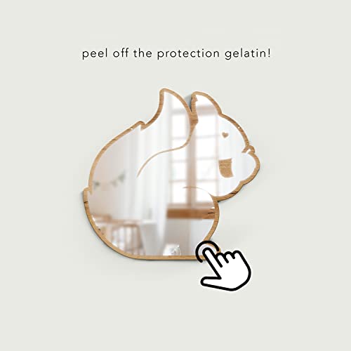 Cute Squirrel Patterned Silver Natural Wood Framed Acrylic To Hanging Wall Mirror Decorative Stickers Baby Kids Teen Room Nursery Bathroom Bedroom Livingroom Decoration #TOP1