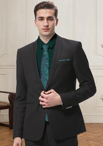 Cromoncent Mens Long Sleeve Dress Shirt and Tie Set Suit Shirt with Matching Tie and Handkerchief4