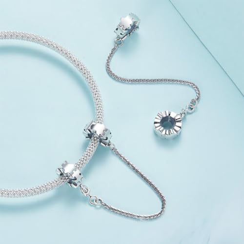 Cadena de seguridad de plata de ley para pulsera Pandora con clip de cruz 3