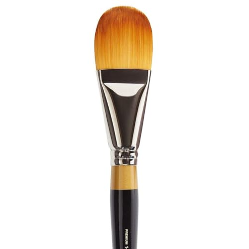 Image of KINGART Premium Original Gold 9600-1 /2 Oval WASH /Glaze Series Artist Brush, Golden Taklon Synthetic Hair, Short Handle, for Acrylic, Watercolor, Oil and Gouache Painting, Size 1 /2 inch