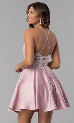 Short Beaded Homecoming Dresses with Pockets Laces Applique Prom Dress Satin Cocktail Dresses for Teens BG2