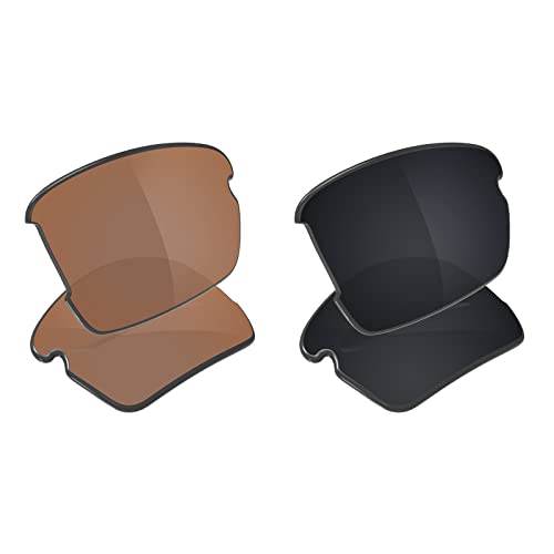 Image of Galvanic Replacement Lenses for Oakley Flak 2.0 Asian Fit OO9271 Sunglasses - Amber + Black Polarized - Combo Pack