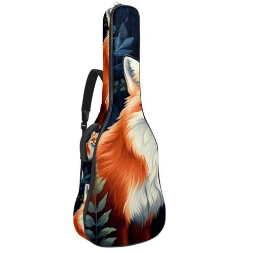 Étui pour guitare acoustique 41 pouces imperméable avec motif renard et poches