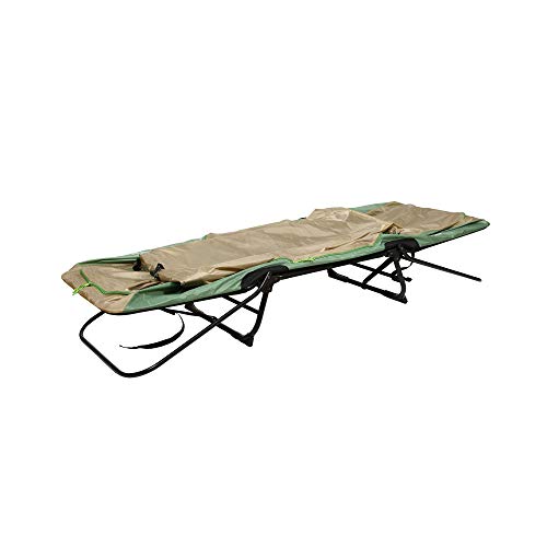 Kamp-Rite Original Tent Cot Outdoor Folding Personal Individual Camping and Hiking Bed for 1 Person, Green and Tan - Thumbnail 2