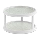 Copco Non-Skid 2 Tier Pantry Cabinet Lazy Susan Turntable, 12-Inch, White and Light Green