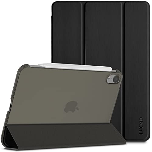 LUCMO Hülle Kompatibel mit iPad Mini 6 2021 8.3 Zoll, Ultra Dünn Transluzent Matt Rückseite Abdeckung mit Auto aufwachen Schlaf Funktion, Schwarz Cover