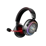 OXS Storm G2 Kabelloses Gaming-Headset, 7,1 Virtueller Surround Sound, 3 EQ Modi, 2,4 GHz Niedrige Latenz, 50 mm Treiber, RGB Beleuchtung, Bluetooth 5.3, Kompatibel mit PC, Konsole, Handy, Schwarz