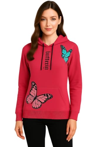 Image of Raves Womens Stylish Printed Hoodie | Trendy Cotton Fleece Hooded Sweatshirt for Women & Girls | Full Sleeve Winter Wear Pullover
