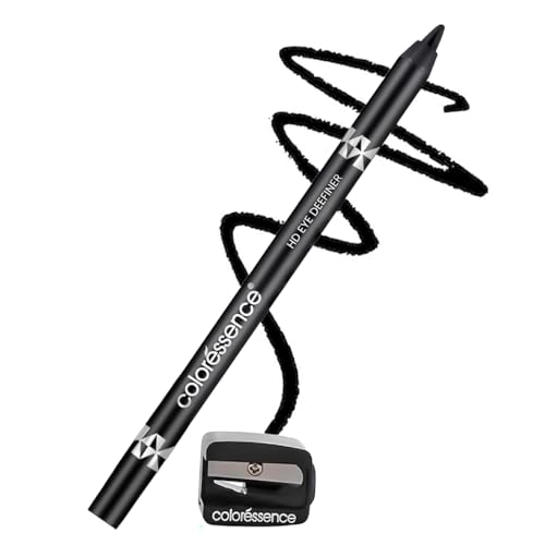 Image of COLORESSENCE HD Kohl Pencil Eye Definer Kajal, Intense Black with FREE Sharpener | Long Lasting | Waterproof | Smudgeproof | Matte Finish