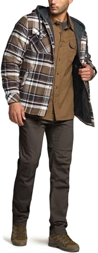 CQR Men's Flannel Shirt Jacket Long Sleeve, Winter Warm Outdoor Casual Plaid Jacket Coat with Pockets