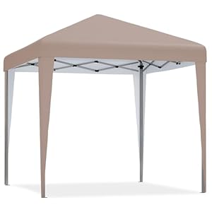 YITAHOME 3x3M Instant Heavy Duty Pop Up Gazebo, Folding Garden Camping Party Tent Canopy Marquee with Storage Bag, Stakes and Ropes for Patio Markets Beach (Khaki)