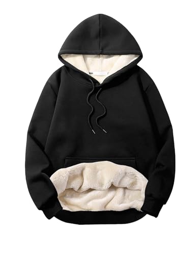 PEHMEA Men's Heavy Pullover Hoodie Sherpa Fleece Lined Thick Winter Hooded Sweatshirt for Outdoor Casual