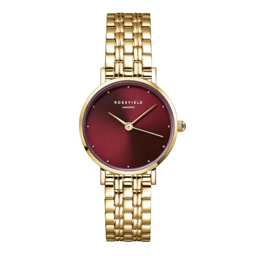 Montre Femme Small Edit Rosefield Bordeaux en acier inoxydable et cuir véritable
