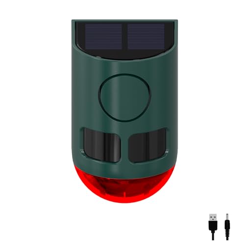 Alarma solar con sensor de movimiento al aire libre, 129 dB ruidoso, multibanda, alta frecuencia, sensor de movimiento ultrasónico, con luz estroboscópica, para jardín de granja