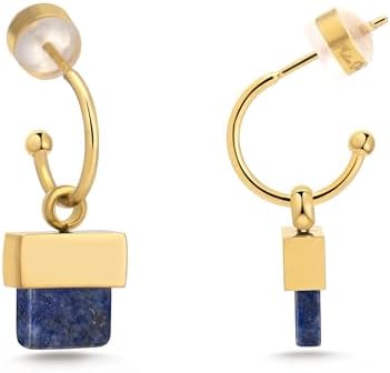 Milan Chiva 14K 18K Gold Plated Dangle Hoop Huggie Abalone Shell Earrings Lightweight Statement Teardrop Dainty Leverback Earrings for Women Trendy