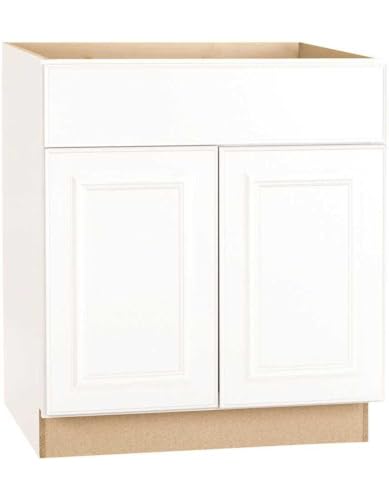 Hampton Bay Shaker Satin White Stock Base Kitchen Cabinet