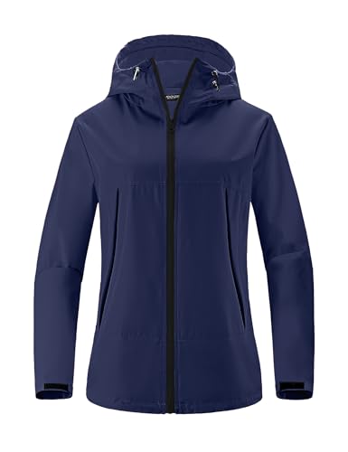 Avoogue Rain Jacket Women Waterproof Lightweight Raincoat Lined Outdoor Hooded Windbreaker2