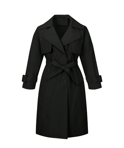 Image of Bellivera Women's Classic Long Windproof Trench Coat With Belted Waist