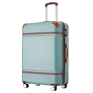 Merax 24 IN Luggage, Suitcase with Spinner Wheels, 24in Suitcase with TSA Lock Lightweight Vintage Luggage,(Blue Green)